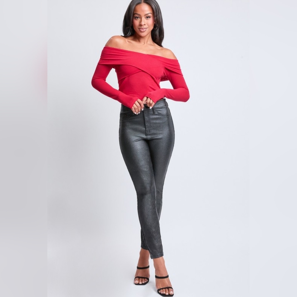 Metallic High Rise Skinny
